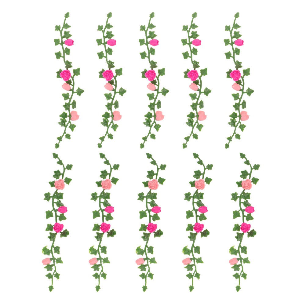 10Pcs Durable Artificial Mini Rose Flower Vine for Dollhouse and Fairy Garden