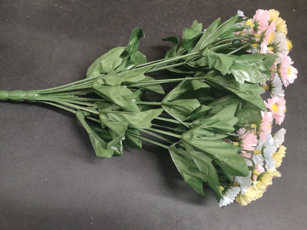 14″ Silk Daisy Bush, 14 Stems, 70 Mini Flowers Pink Yellow Blue, Baby Shower