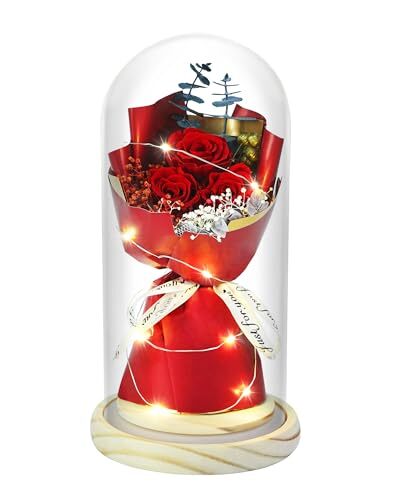Preserved Flowers Bouquet for Her,Preserved Real Rose Present for Red Rose