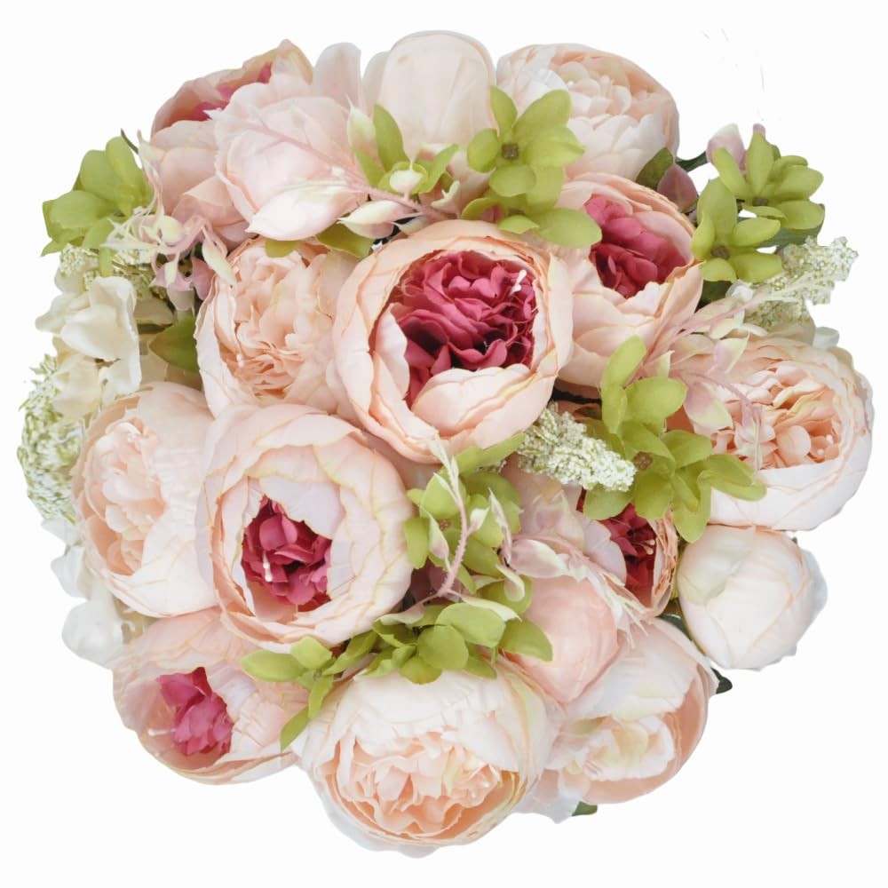 2 Packs Artificial Peony Flowers Silk Peonies Fake Flower Bouquet Arrangement…