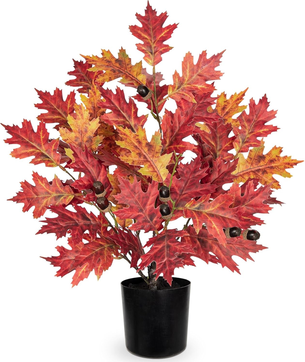 Fall Artificial Maple Tree Potted – 20″ Faux Autumn Leaf with Dark Red