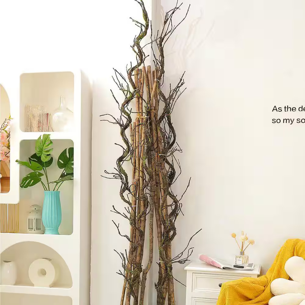 0.8 In. Brown Artificial Vine with Moss Flexible Lifelike Plant Twig for Indoor