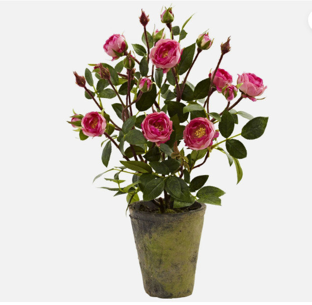 Nearly Natural French Rose Garden Arrangement w/Pot, 14″