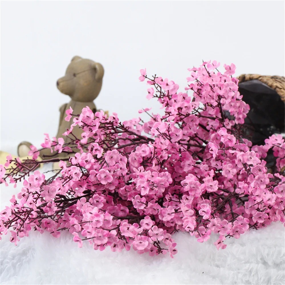 Artificial Flowers Cherry Blossoms Baby’s Breath Gypsophila Fake Flowers DIY Wed