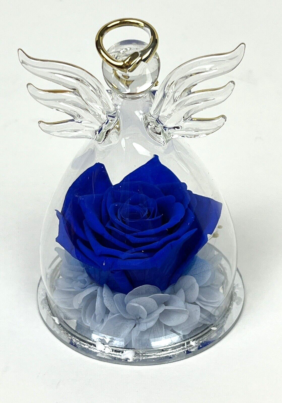 Preserved Flowers Rose in Glass Dome Eternal Rose with Angel Figurines Gifts Box
