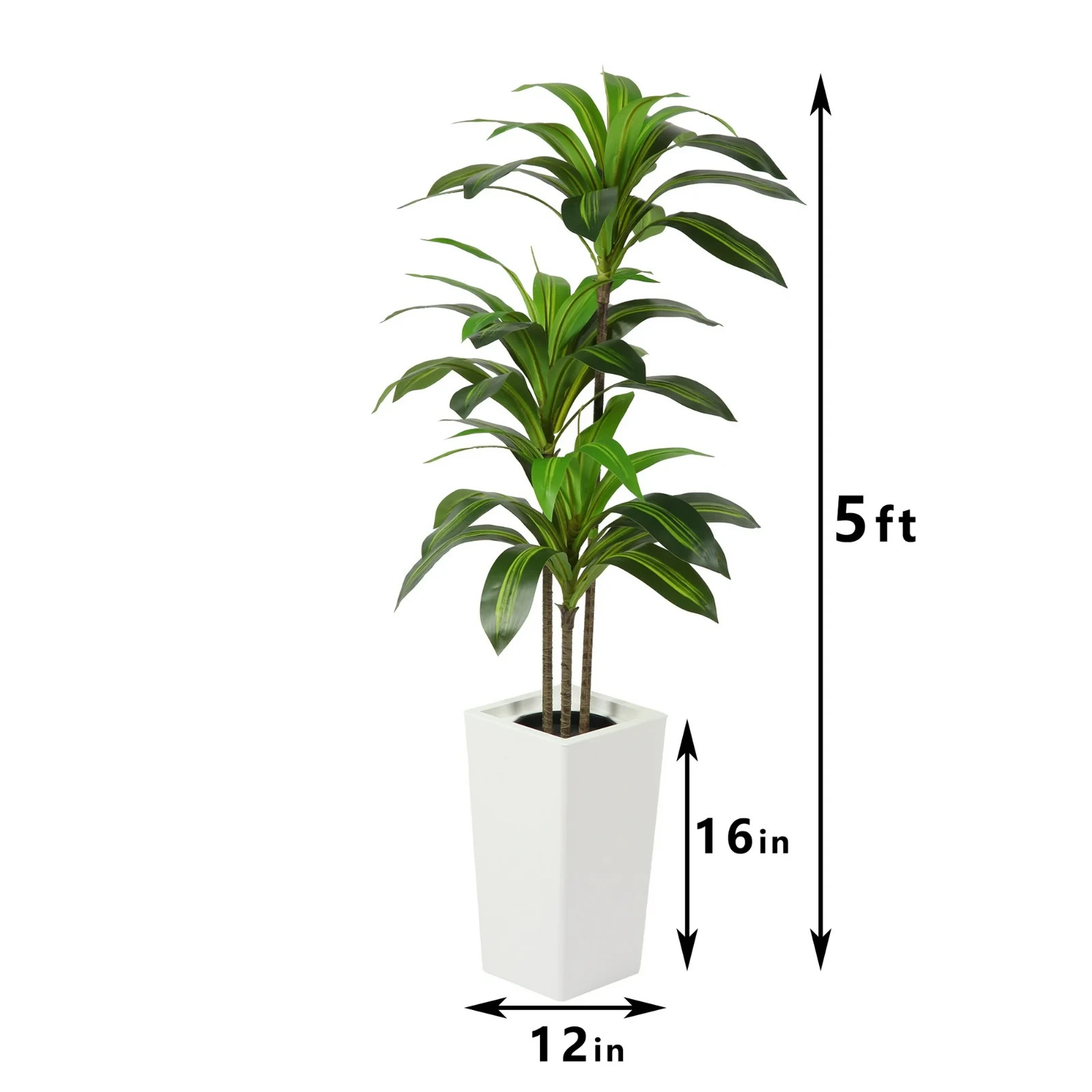 5FT Artificial Dracaena Plant in White Pot – Indoor Tree Home, Office Decor