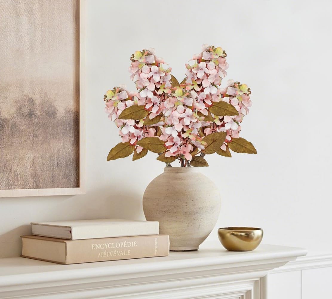 Fake Fall Flowers Artificial Silk Dried Hydrangea with Seed 4 PCS Artificial …