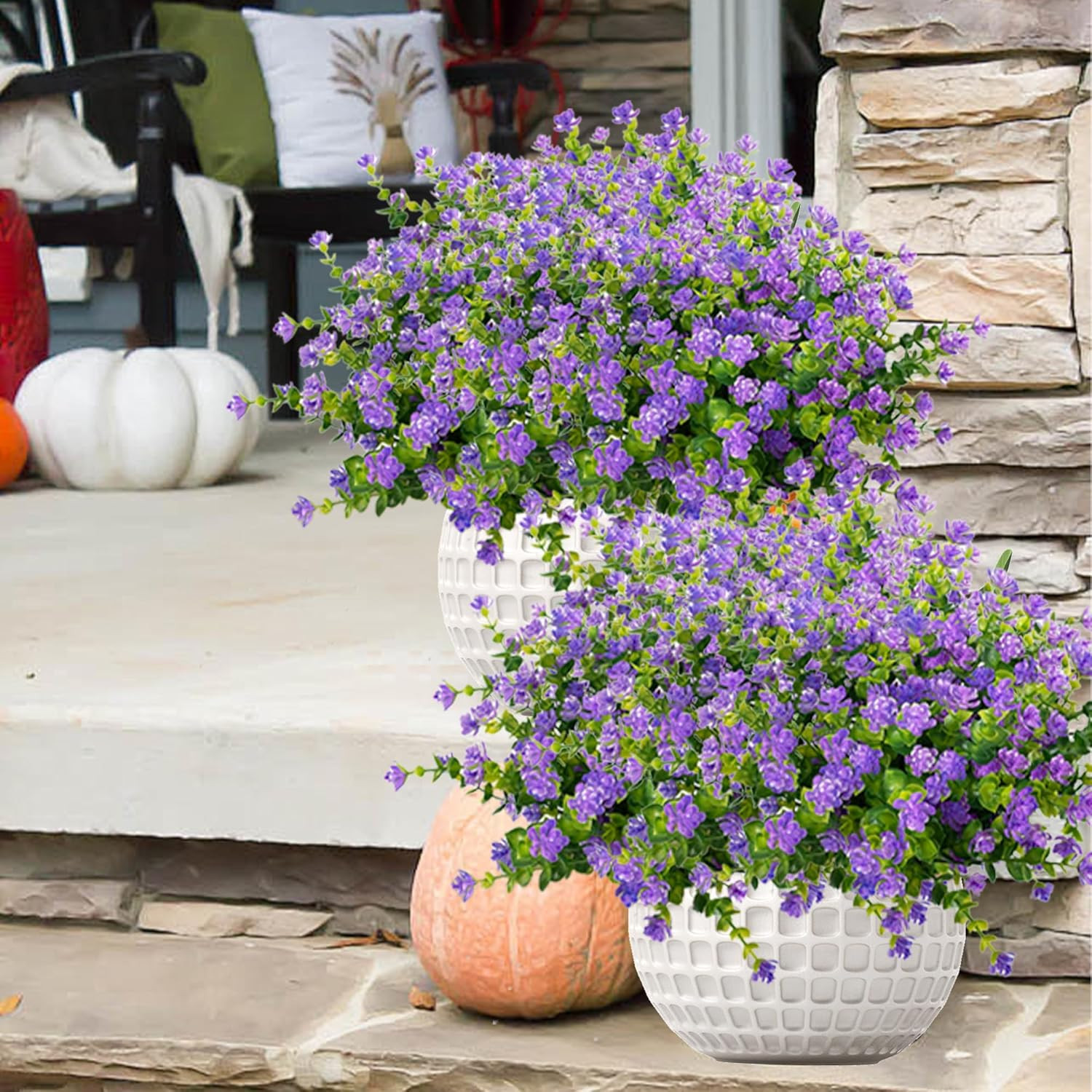 Outdoor Artificial Flowers UV Resistant, 20 Bundles Fake Realistic Floral Greene