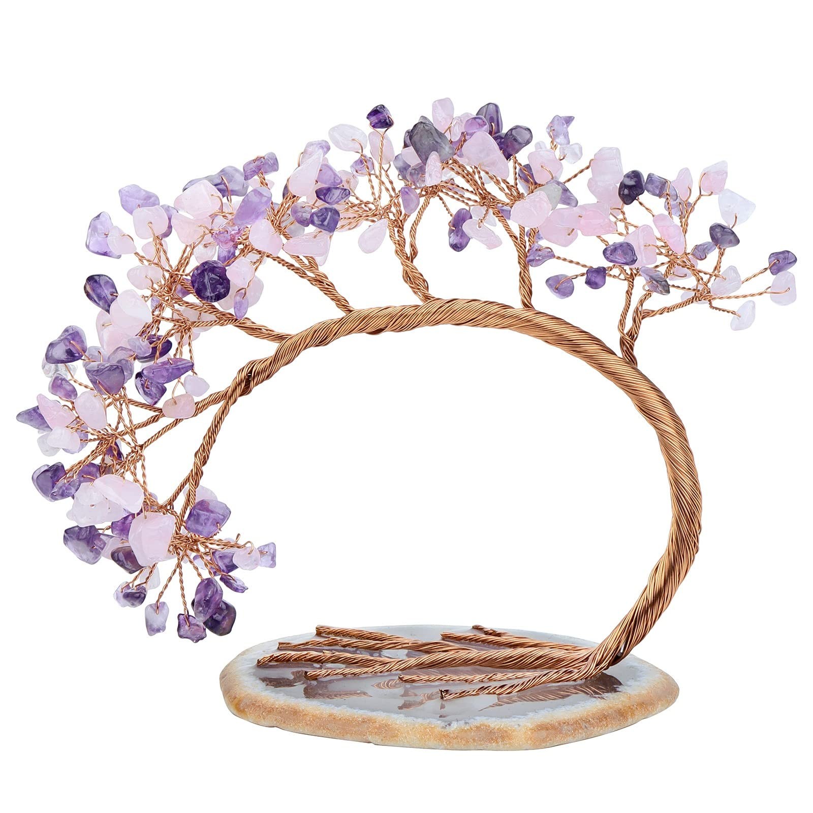 Healing Amethyst & Rose Quartz Money Tree, Handmade Fengnshui Crystal Bonsai …