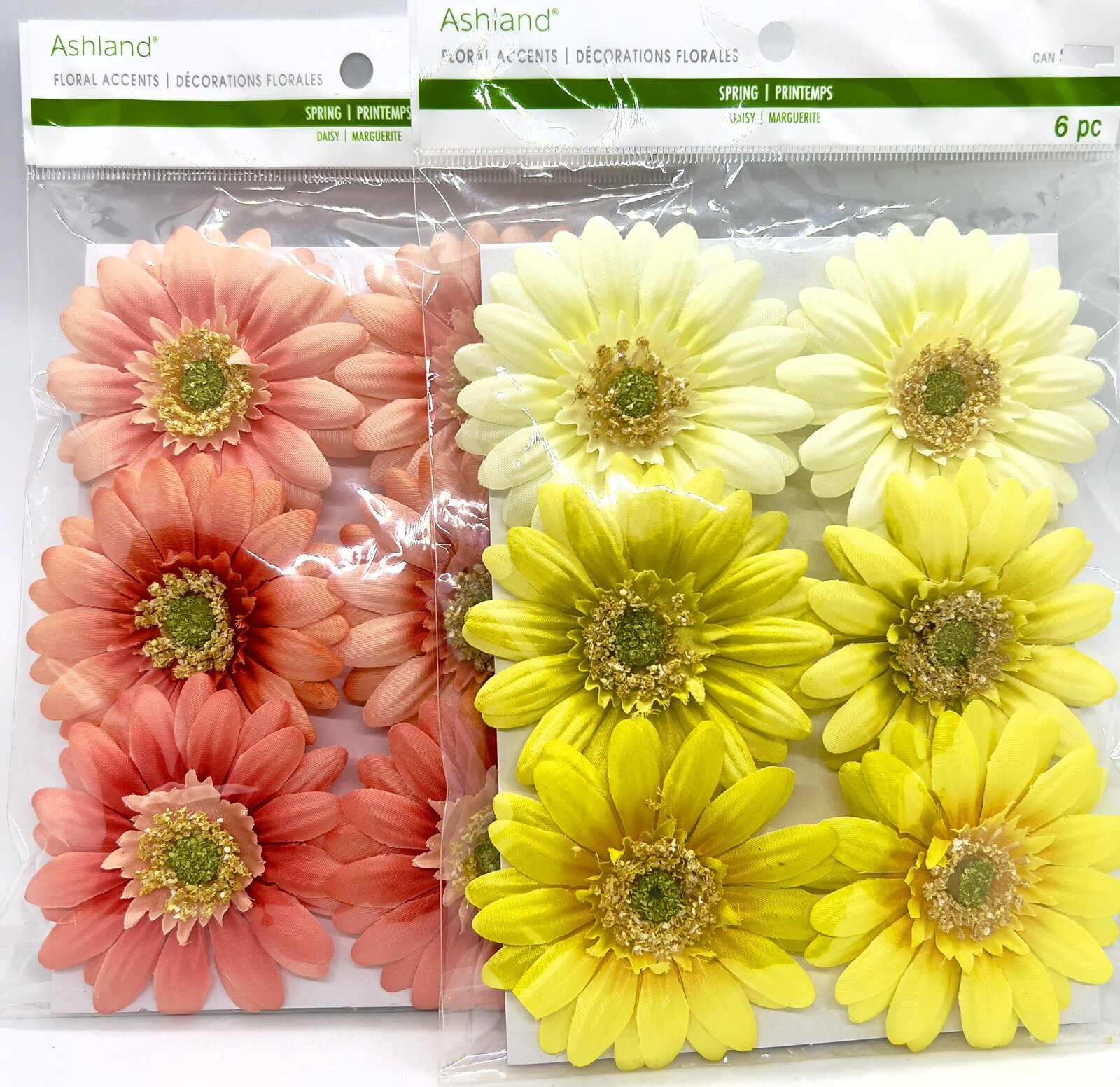 12 Spring Daisy Floral Wired Accent Decorations YELLOW ORANGE Ashland 2 Pks of 6