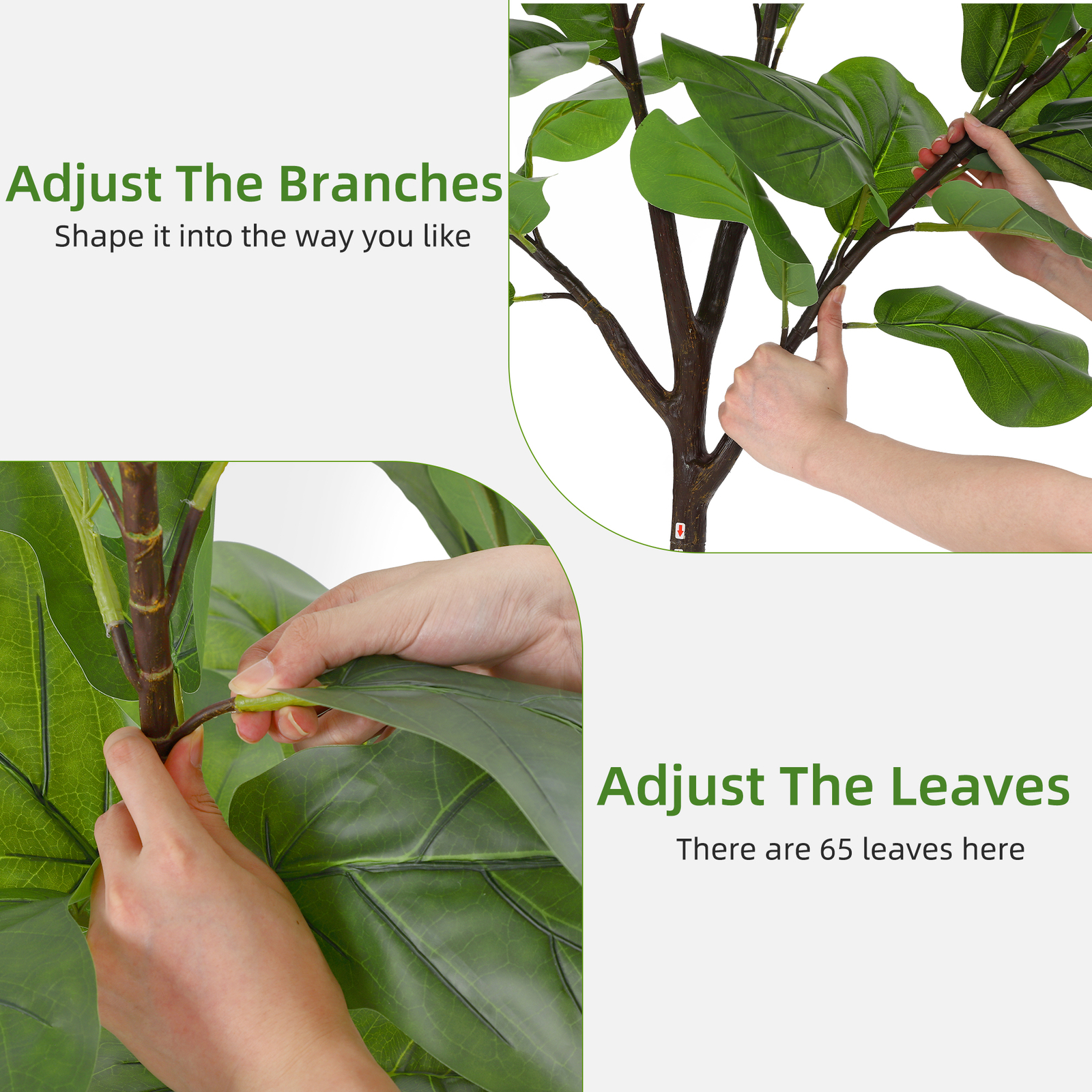 70″ Artificial Fiddle Leaf Fig Tree Fake Fig Silk Tree in Pot for Living Room