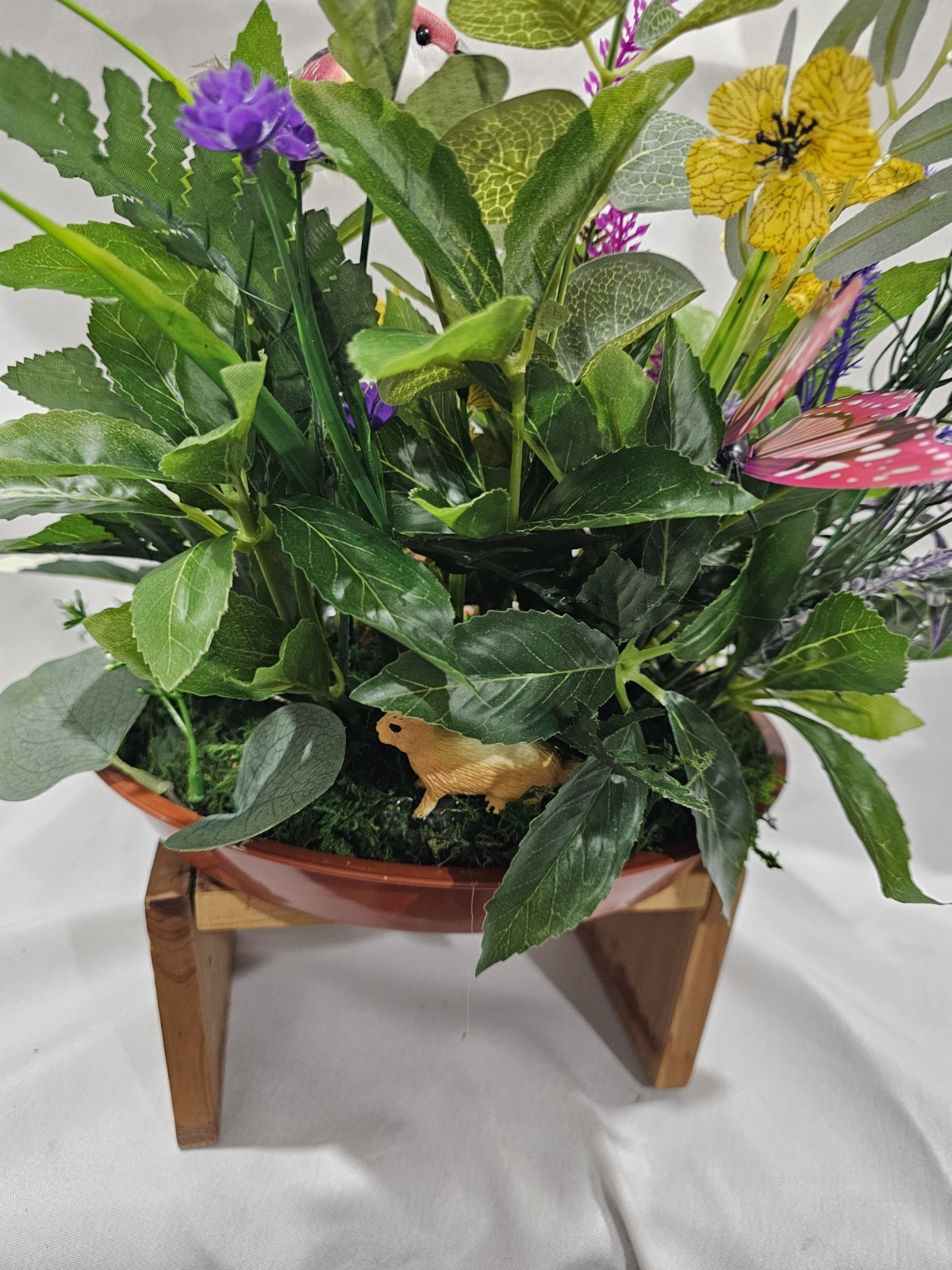 Dish Garden Artificial Flowers greenery Arrangement BOY FISHING deer other