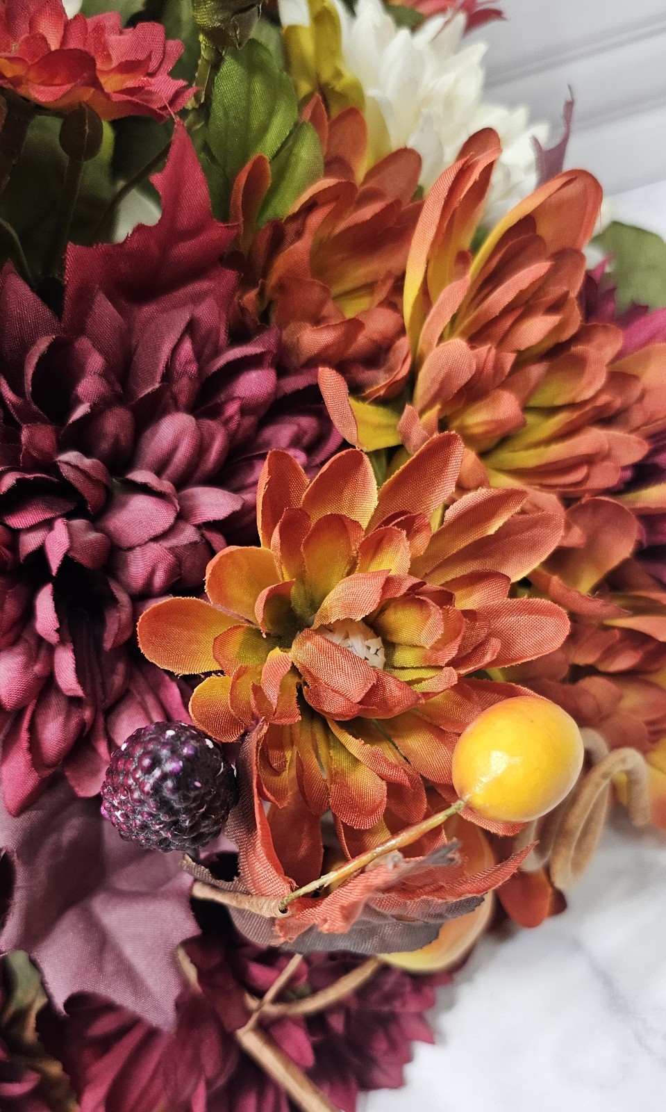 Fall Artificial Flowers With Small Pumpkin And Gourds