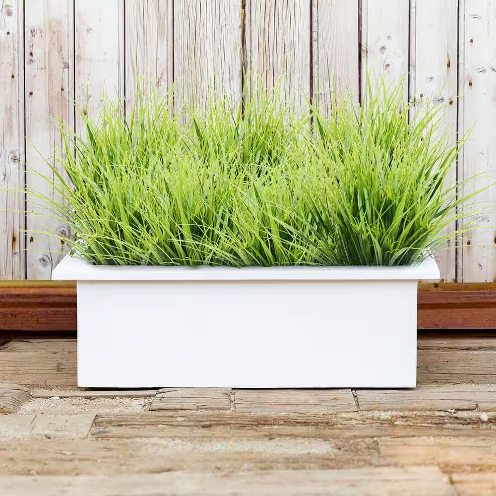 17 In. Green Artificial Plant Wheat Grass Type UV Resistant Plastic Outdoor Shru