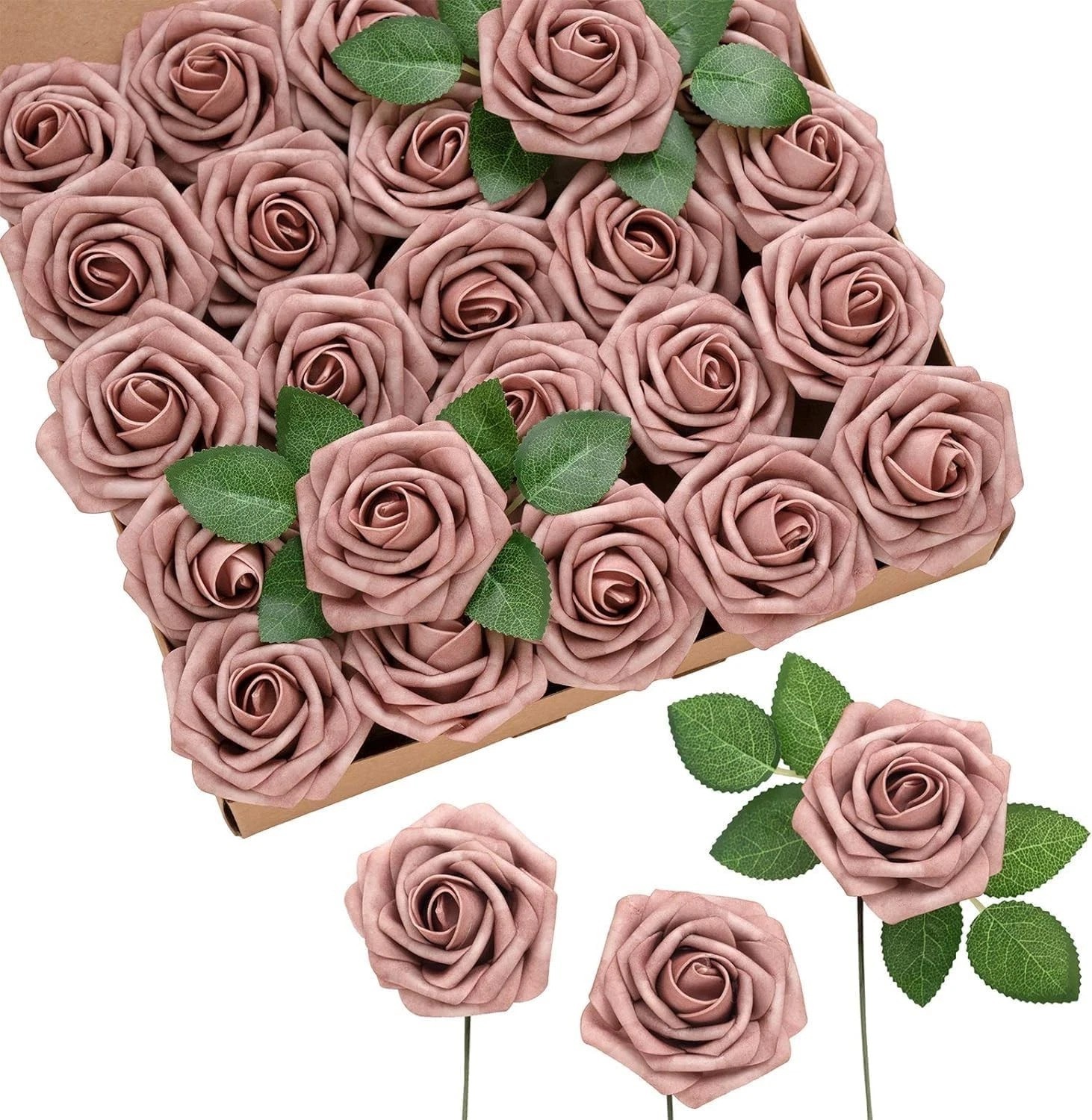 Stunning 25 Pcs Dusty Rose Foam Roses – Perfect for DIY Projects & Celebrations