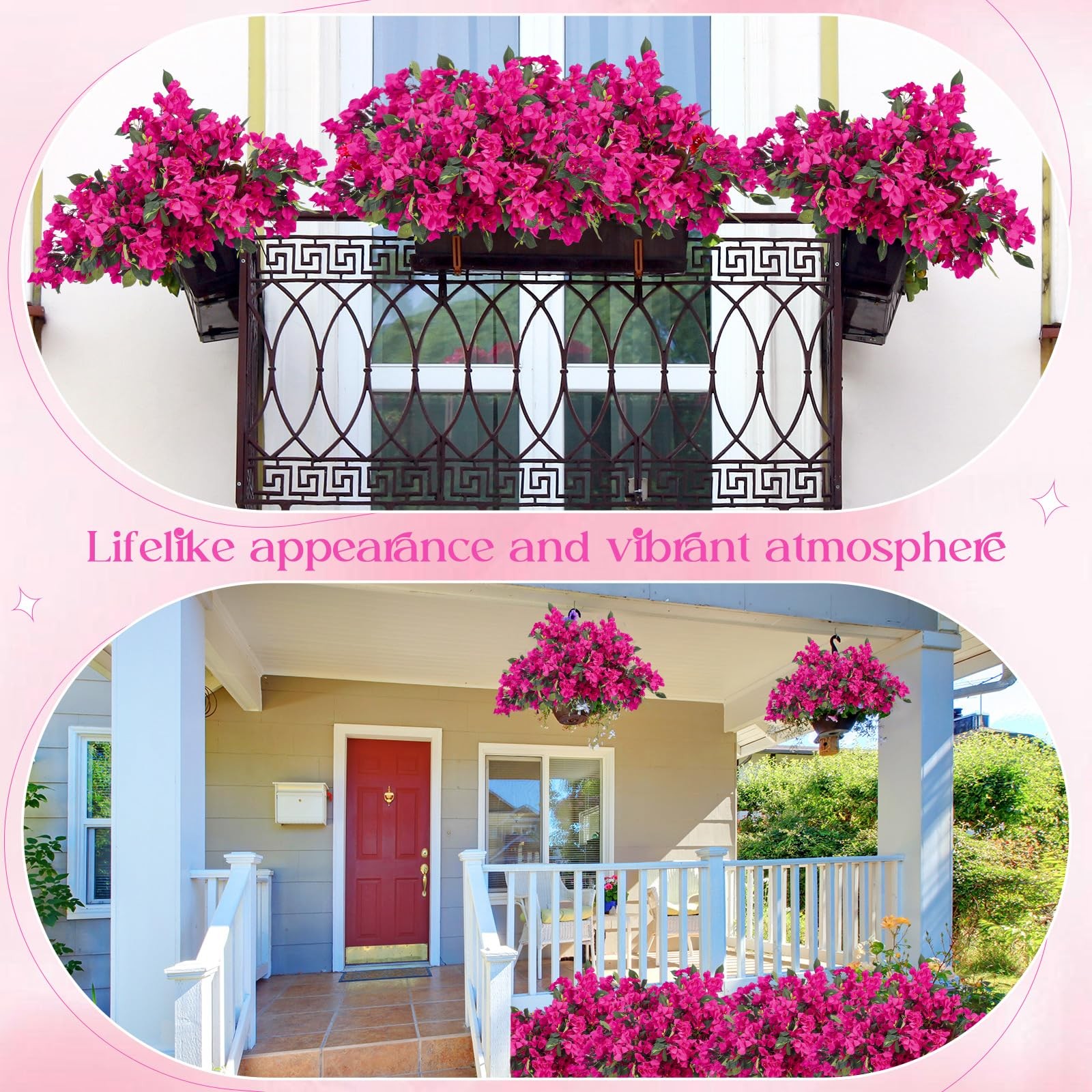 24 Pack Silk Bougainvillea Artificial Bougainvillea Floral with 6 Heads 30 In…