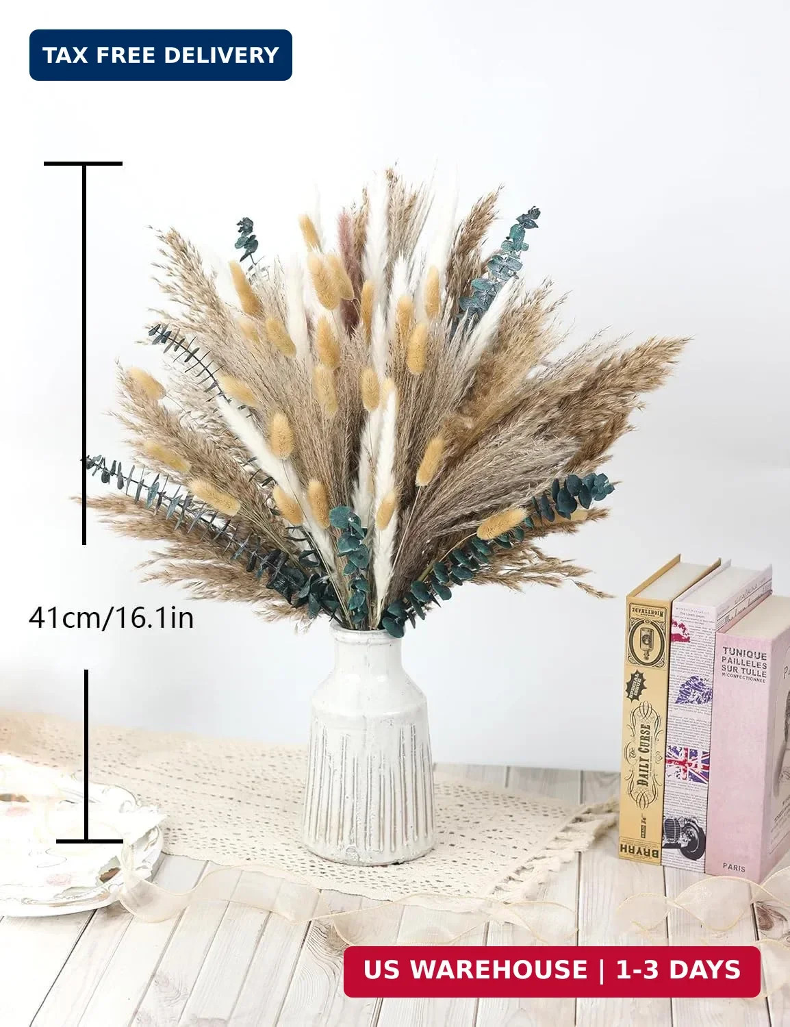 xin’s convey 120 PCS Dried Pampas Grass, Dried Flowers, Reed Grass Bouquet for B
