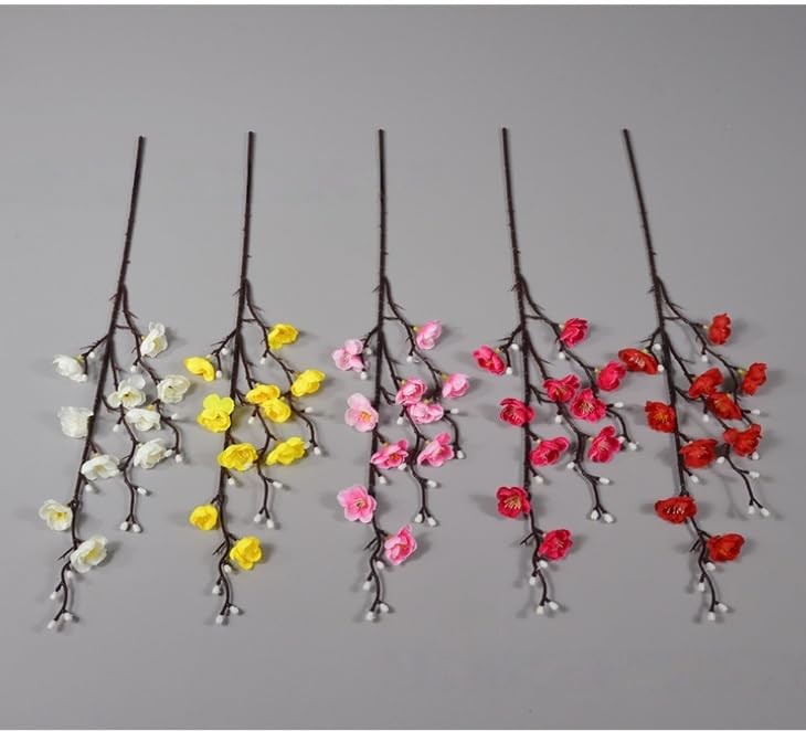 12 PCS Artificial Plum Blossom Flowers 22 Inch Fake Cherry Branches Faux Silk