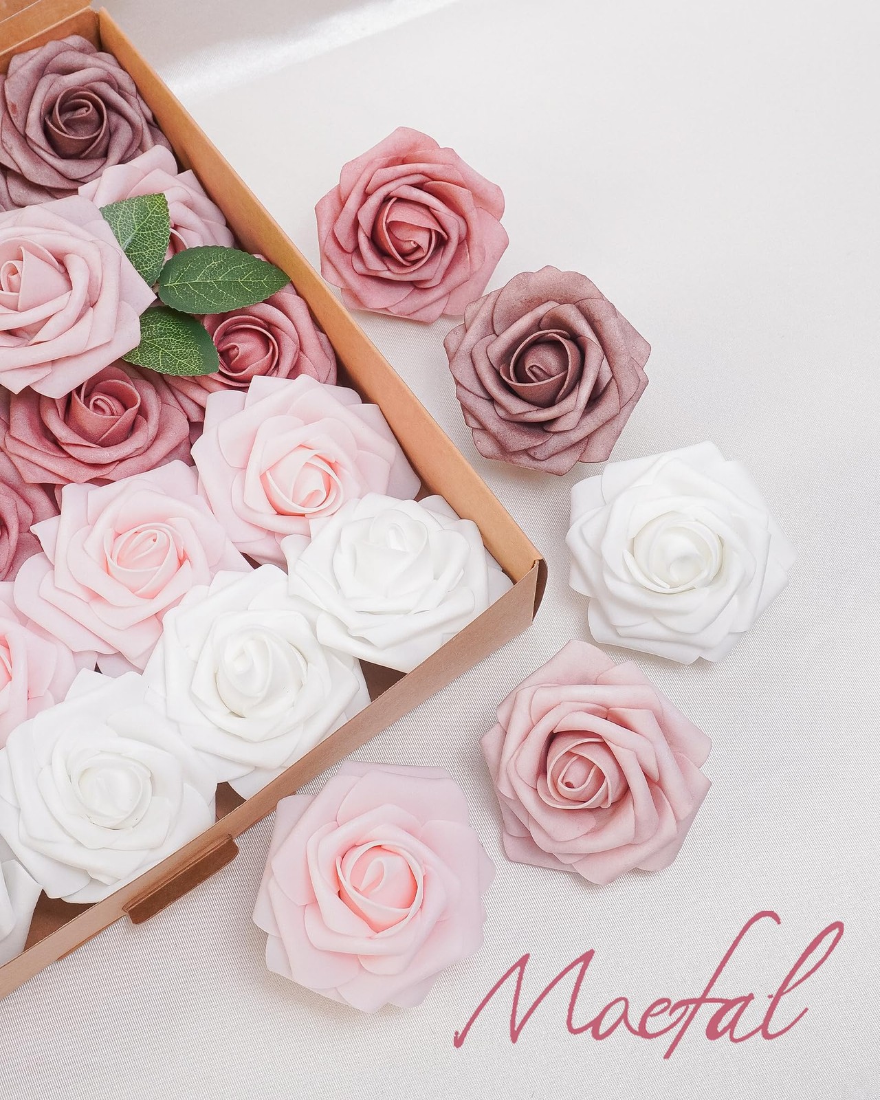 25Pcs Artificial Foam Roses 3 Inch, Shades of Dusty Rose Palette with Blush &…