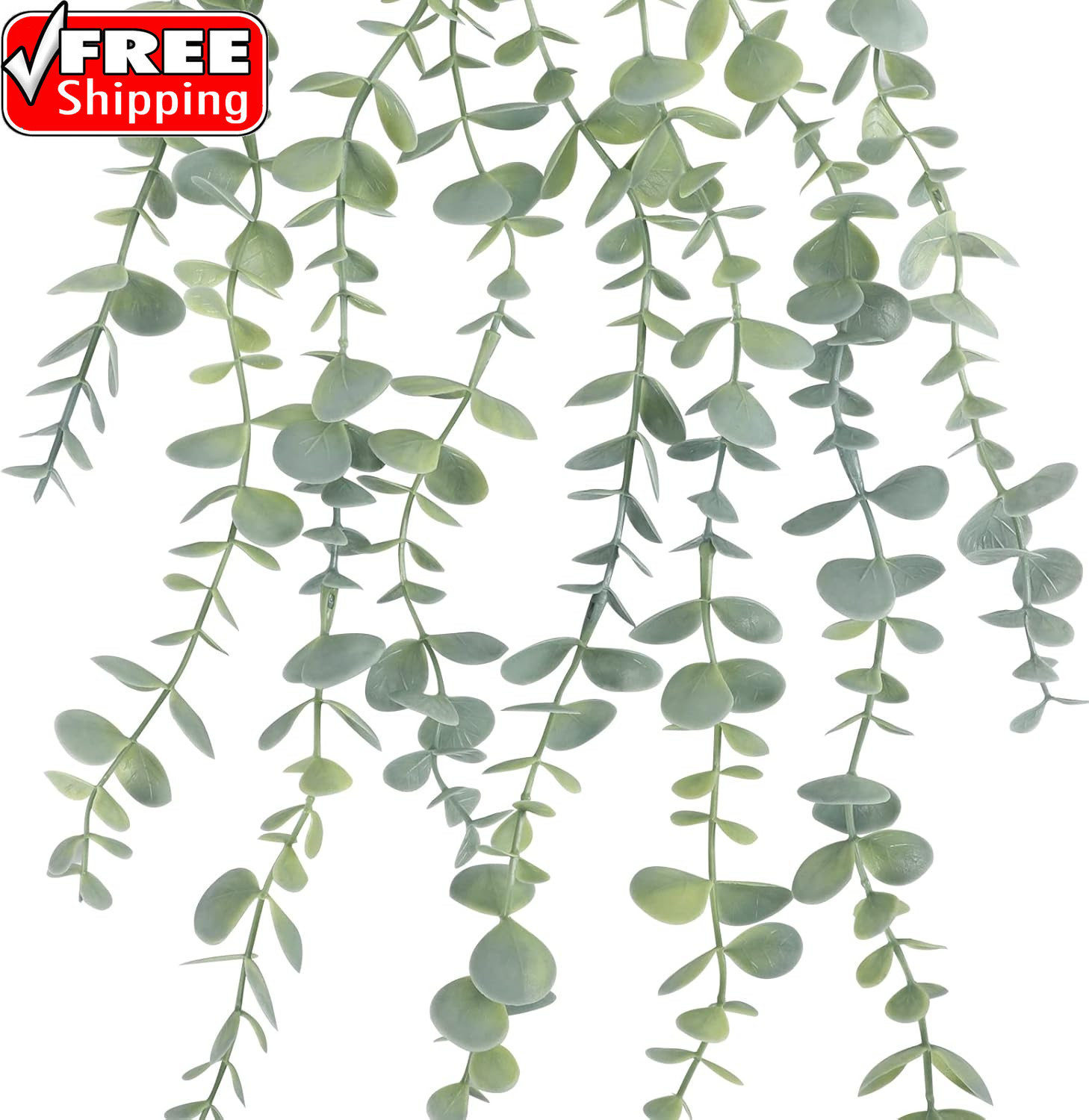 2 Pcs Artificial Eucalyptus Plants Shelf Hanging Fake Plant in Pot for Wall Bedr