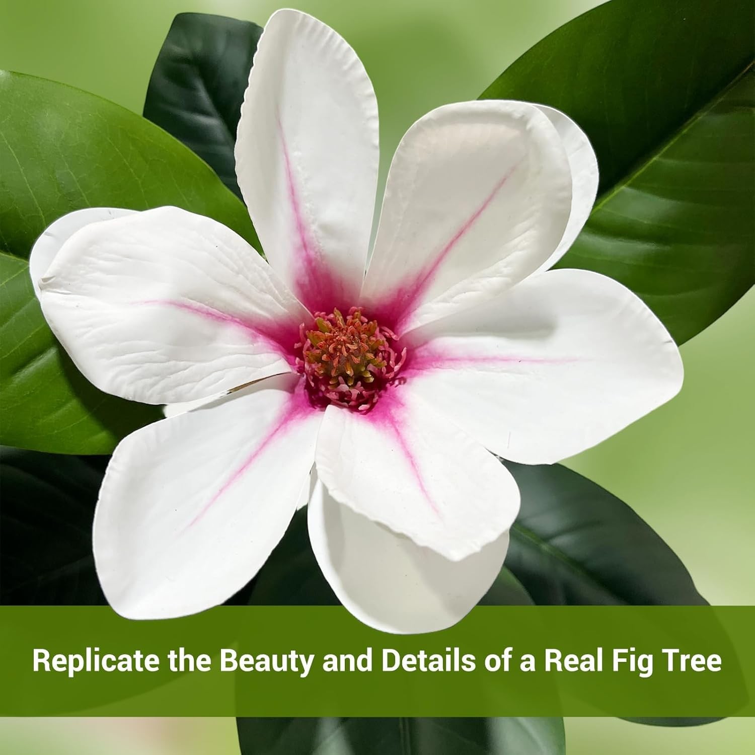 150cm Artificial Magnolia Tree, Lifelike Faux Rubber Plant with Magnolia Flowers