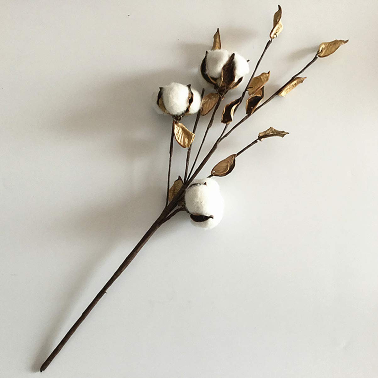 3pcs 45cm Brown Stems Cotton Balls Cotton Stalks Decor Artificial Flower Deco…