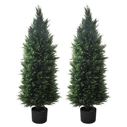 2 Pack 48 Inch Artificial Topiary Tree Faux Cedar