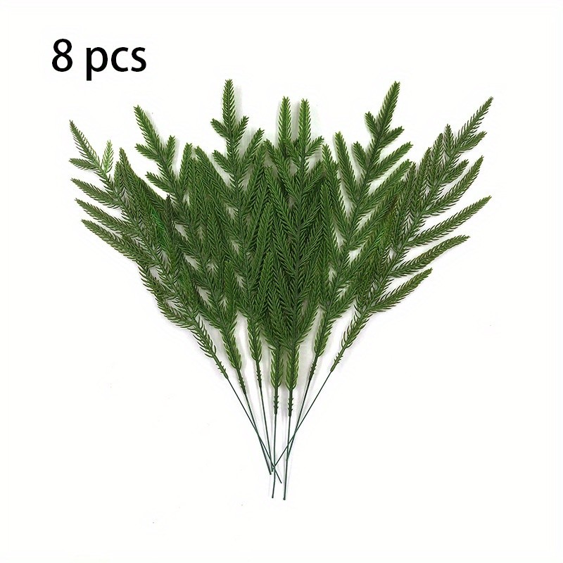 8 Pcs Artificial Pine Sprigs Festive Greenery Marry Christmas Floral Decoration