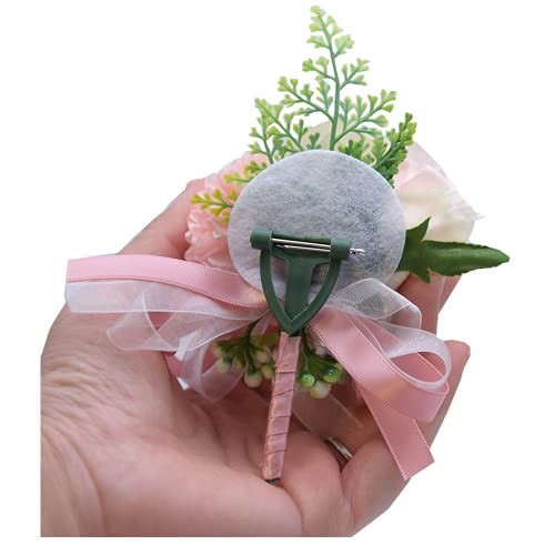 Wrist Corsage And Boutonniere Set Blackish Green Silk Flower Wedding 2 PCS
