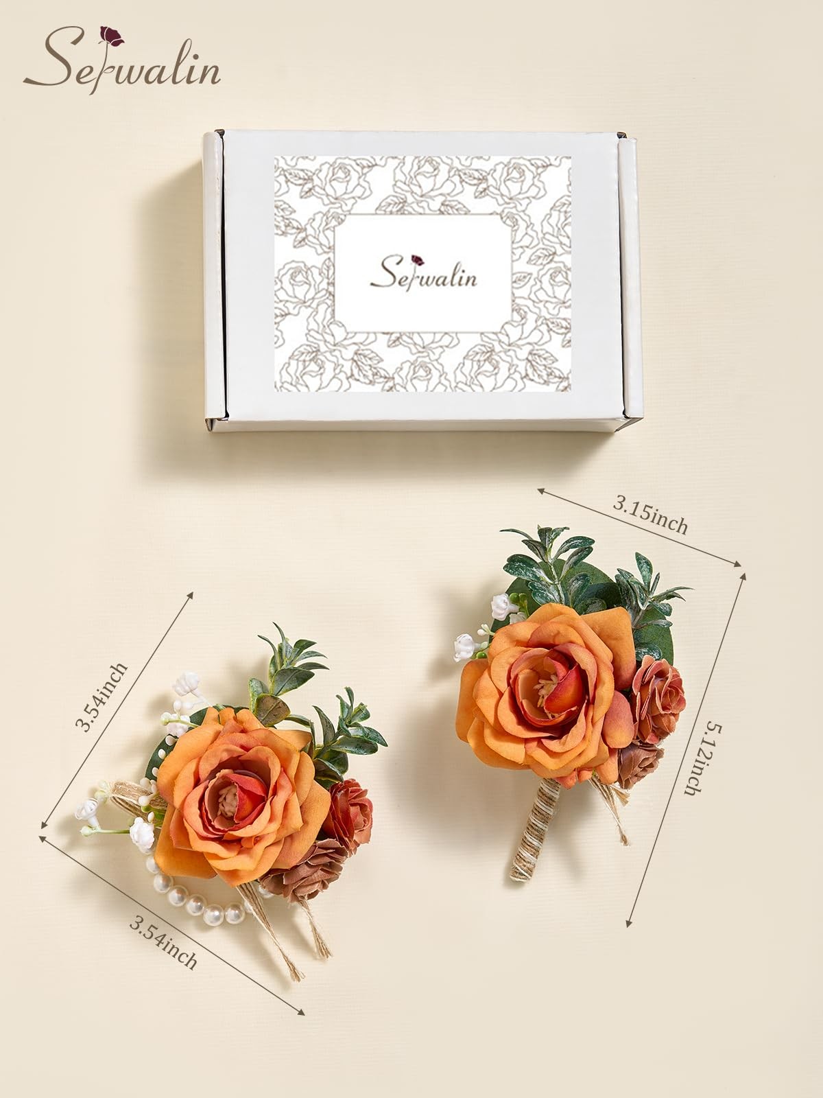 Orange Wrist Corsage And Boutonniere Set Homecoming Wedding Flowers Suit