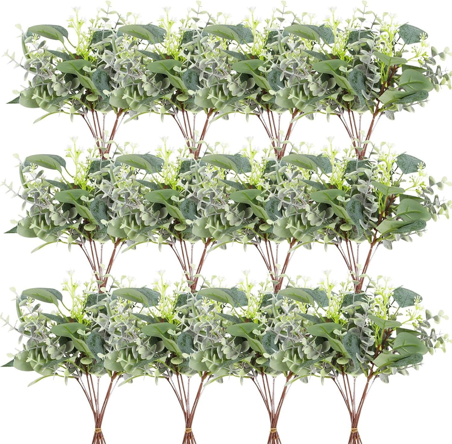 120 PCS Faux Eucalyptus Stems for Wedding & Home Decor Arrangements