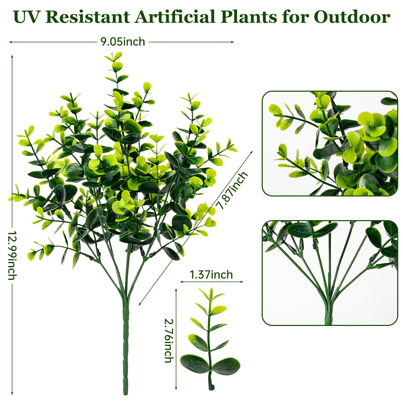 20 Bundles Artificial Plants for Outdoor Fake Spring Decoration,Faux Eucalyptus