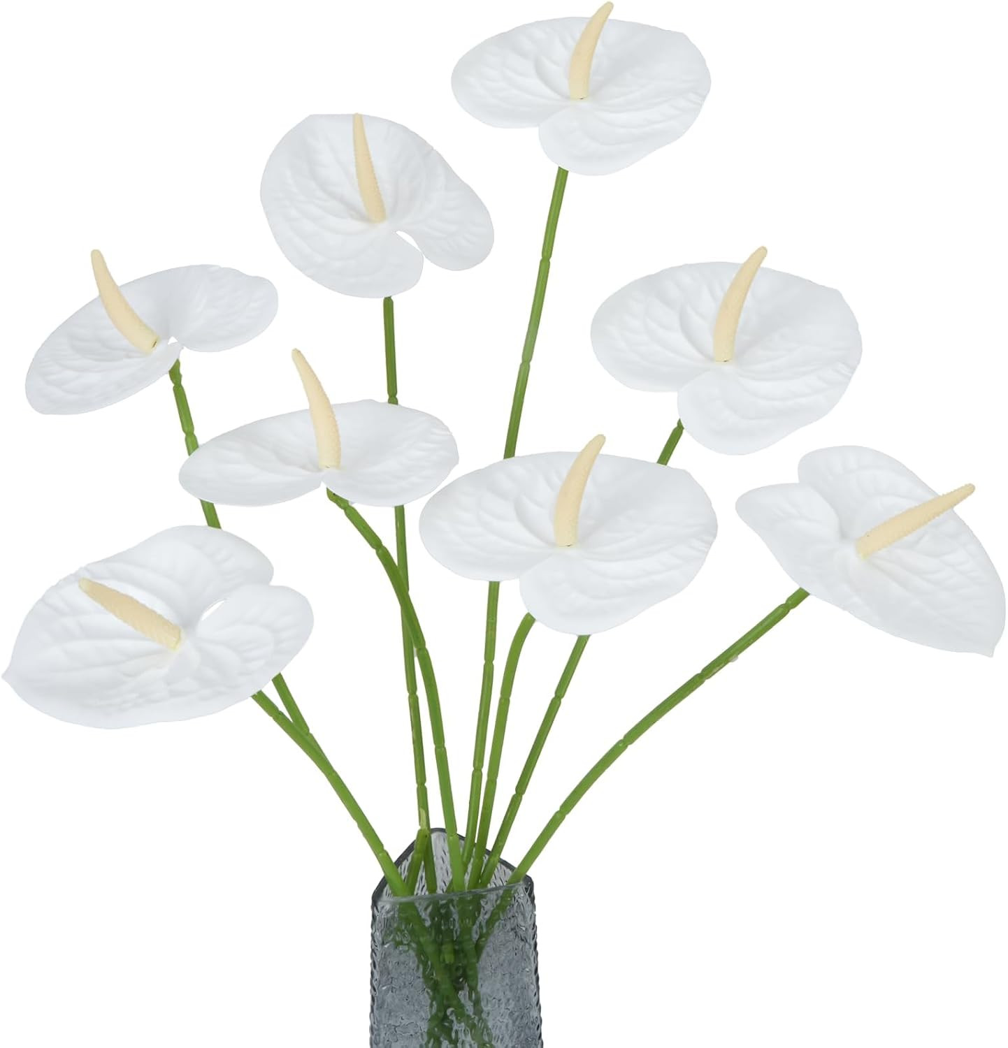 20 Pcs White Faux Anthurium Flowers for DIY Wedding & Home Décor