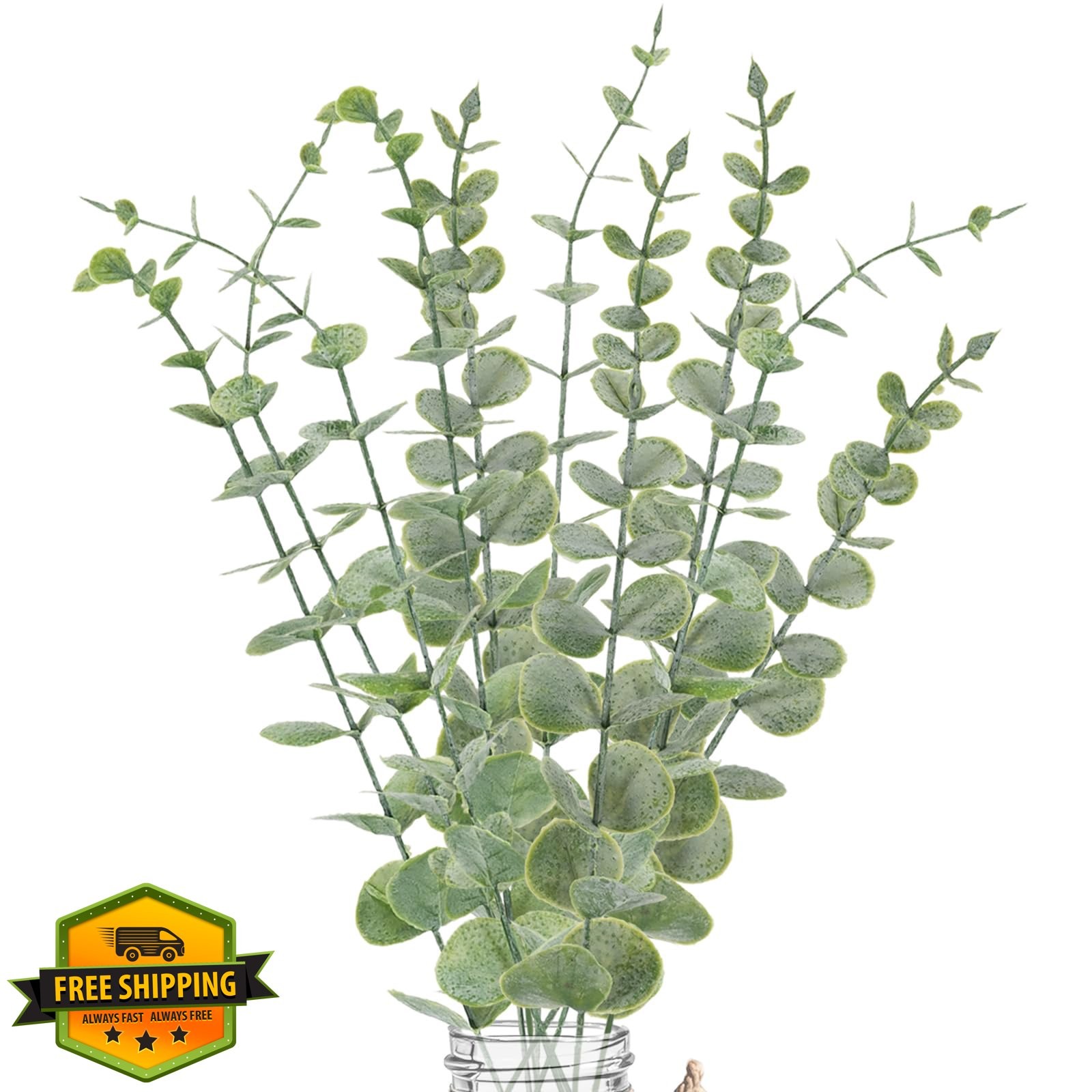 LYRWI Artificial Eucalyptus Stems 10pc Greenery Branches for Wedding Decor