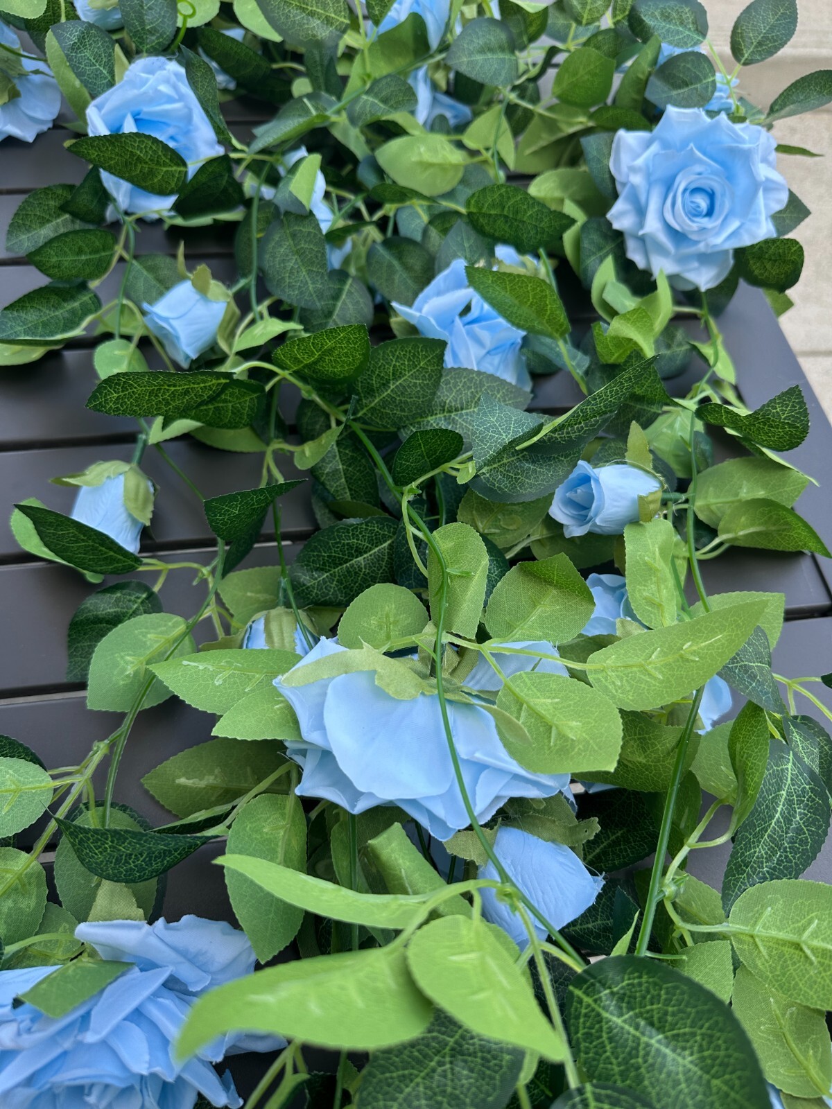 Artificial Blue Floral Rose & Vine Garland Floral Decor Party – ONE 6′ PIECE