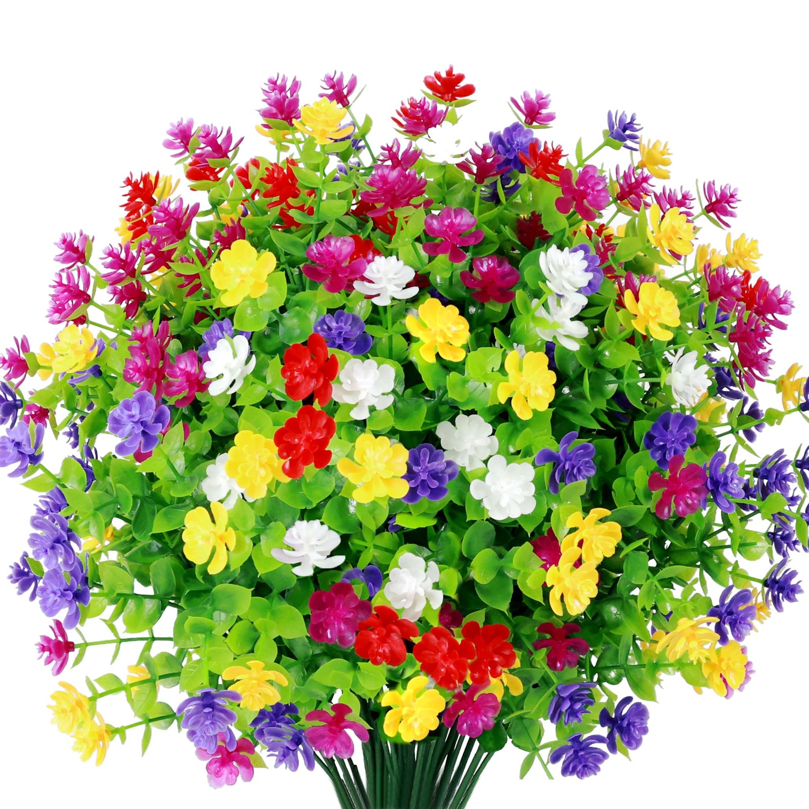 12 Bundles Artificial Flowers for Outdoors Fake Plants UV Resistant Plastic F…