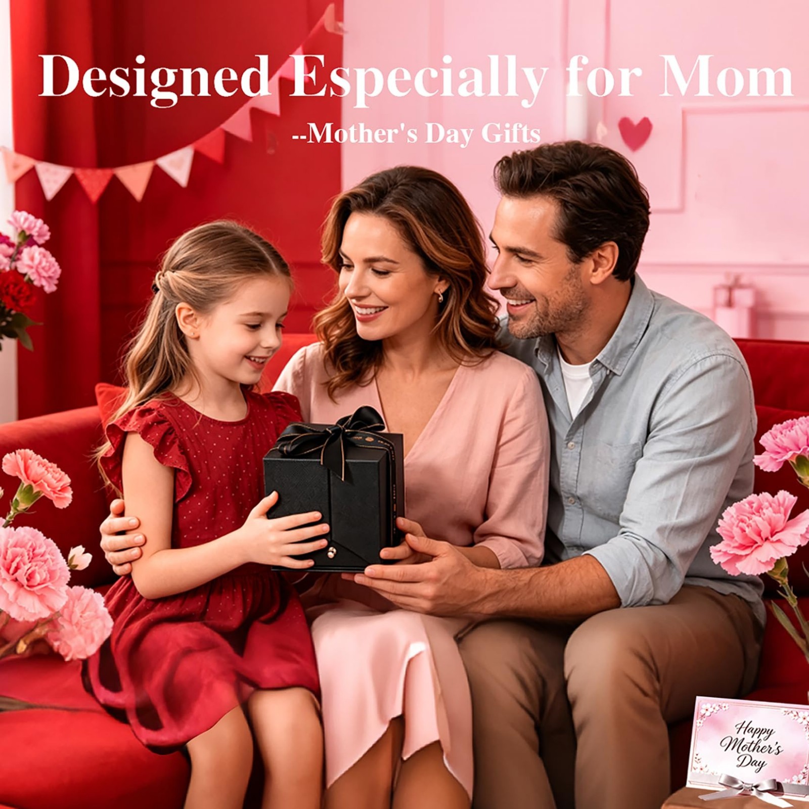 Unique Mother’s Day Gift – Preserved Red Roses & “I Love You” Necklace, Perfect
