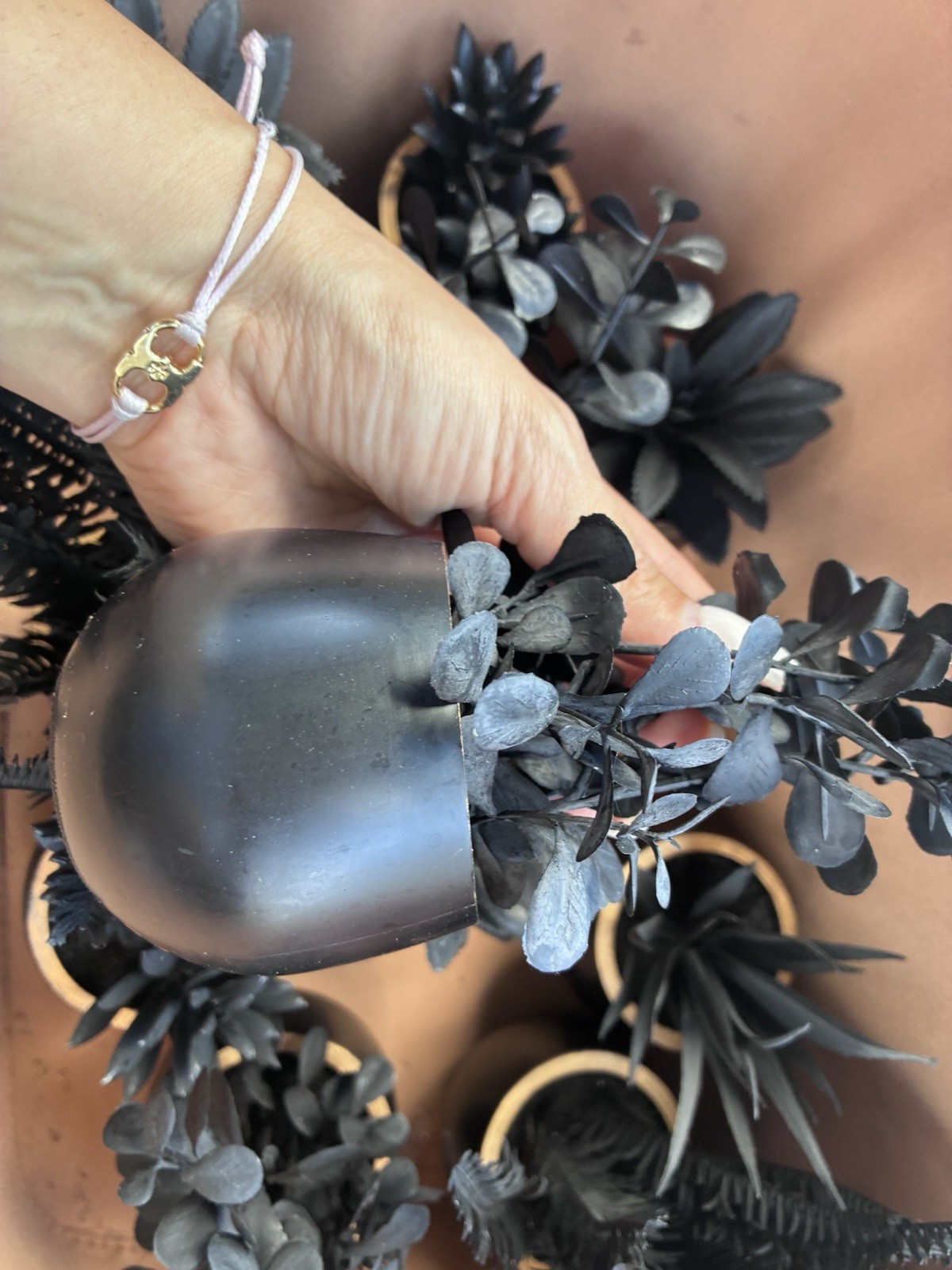 Artificial Succulent Decor Picks Assorted Lot Small Black Pots Plastic