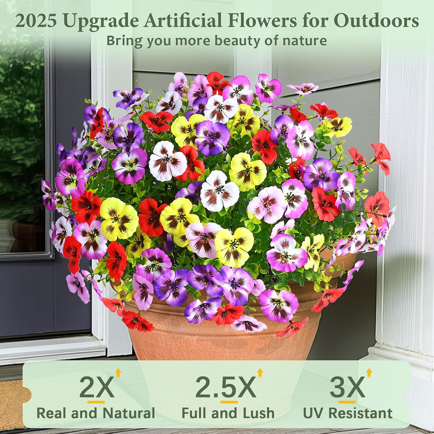 12 Bundles Look Real Artificial Flowers for Outdoors, Realistic