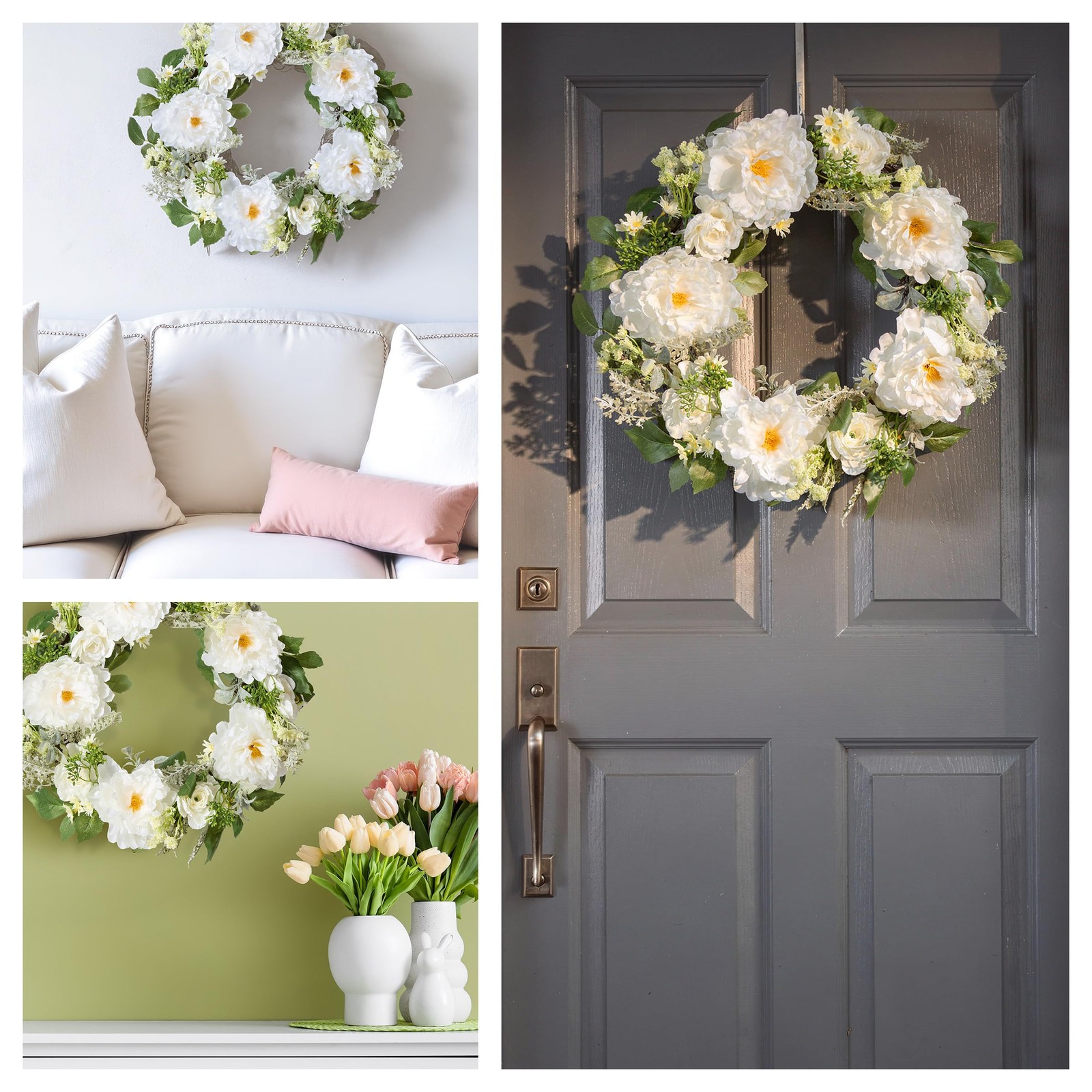 National Tree Company 22 inch Artificial Spring Wreath with Daisy, Peony, and…