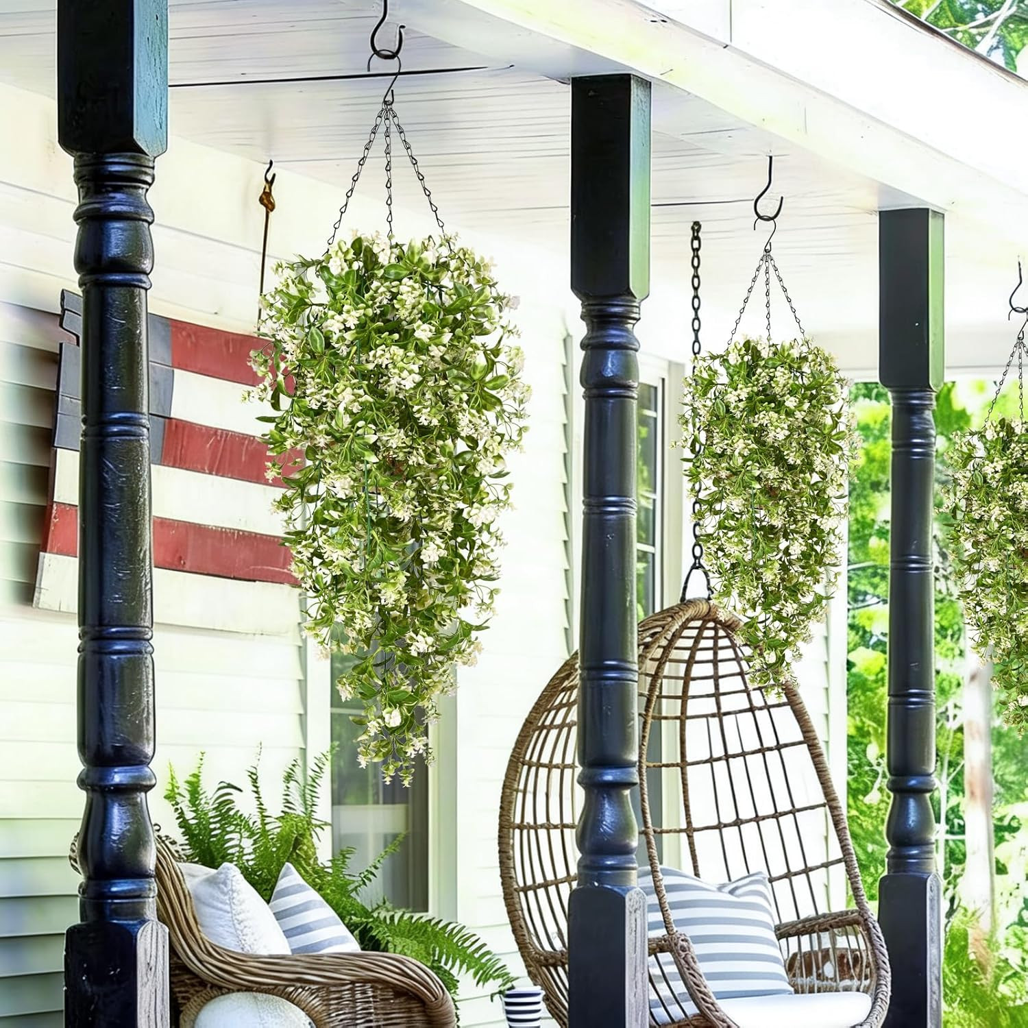 4Pcs Fake Hanging Plants, Artificial Hanging Flowers Faux Ivy Pothos Vines Green