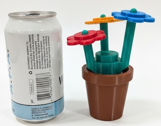 3D Printed Flowers Building Block Decor PETG Desk Toy Gift 5″ Tall
