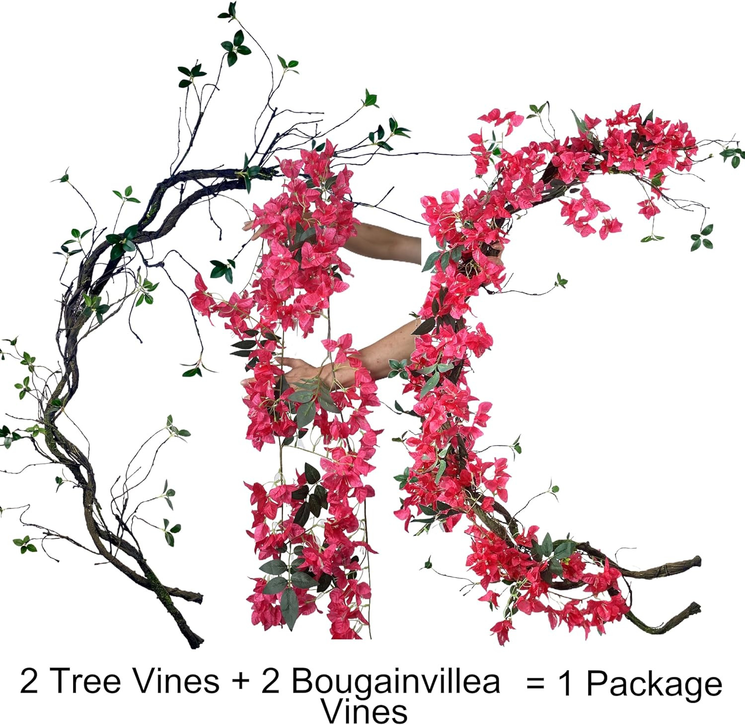 Bougainvillea Silk Flower Rattan Branches – Pack of 4 for Home & Wedding Decor