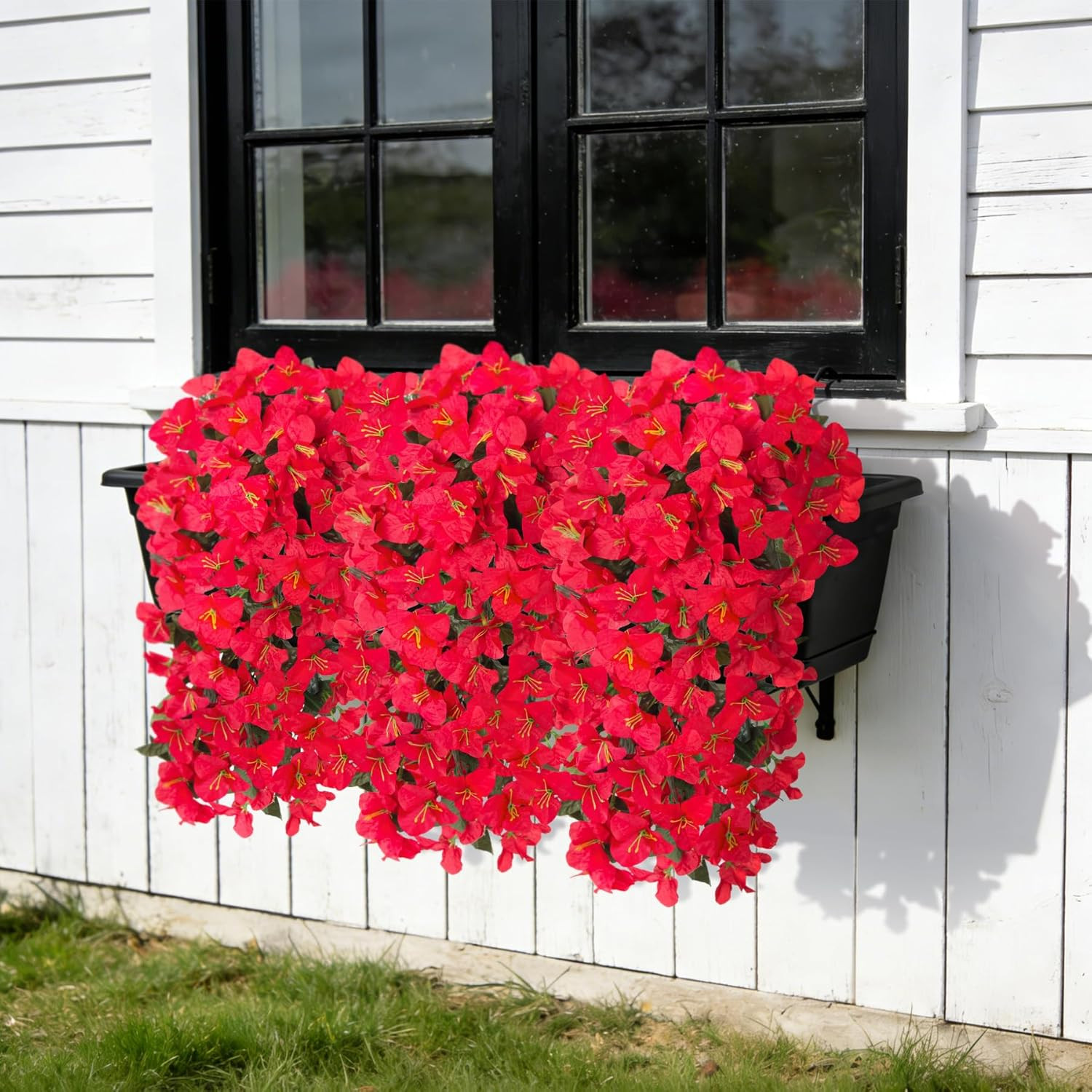 2 Pcs Artificial Faux Bougainvillea Flowers Plants for Outdoor outside Summer De