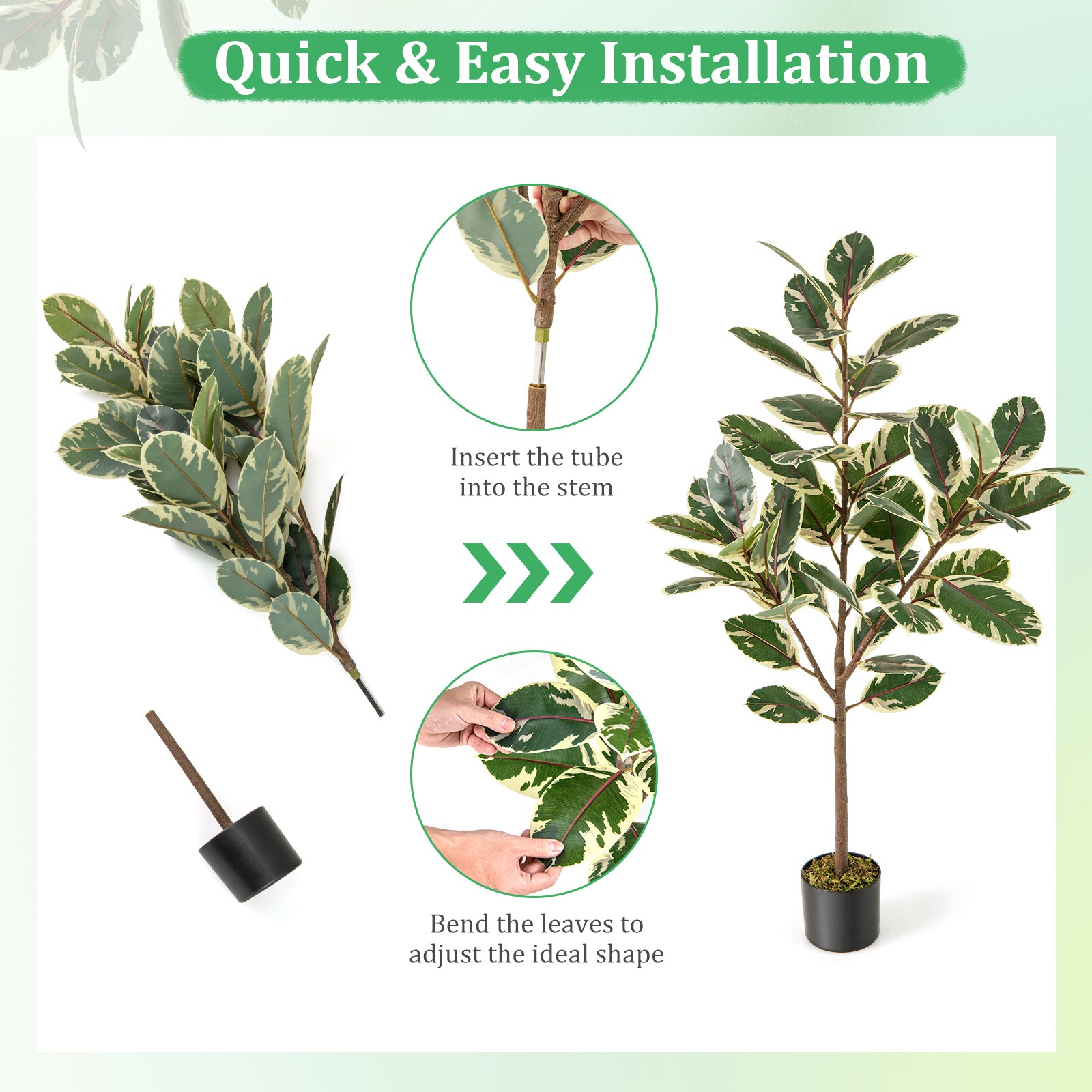 4.3 FT Artificial Bird of Paradise Plant 2 Pack Fake Banana Leaf Potted Tree