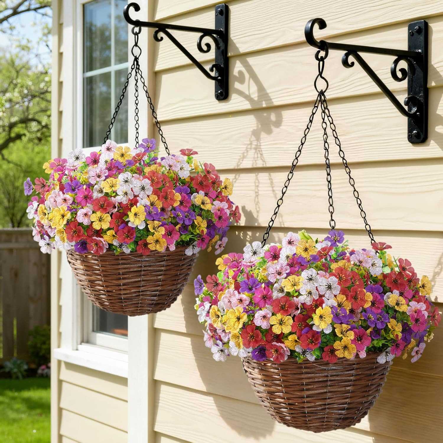 Artificial Flowers for Outdoor Indoor, 24 Bundles Plastic Fake Flowers Daisy wit