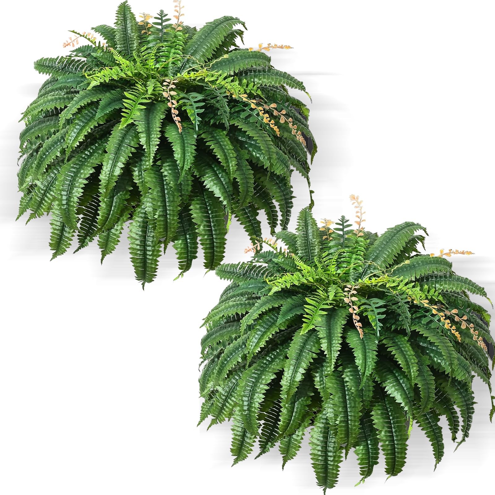 49” Artificial Ferns for Outdoors Planter, 128 Leaves per Fern, Set of 2, Lar…