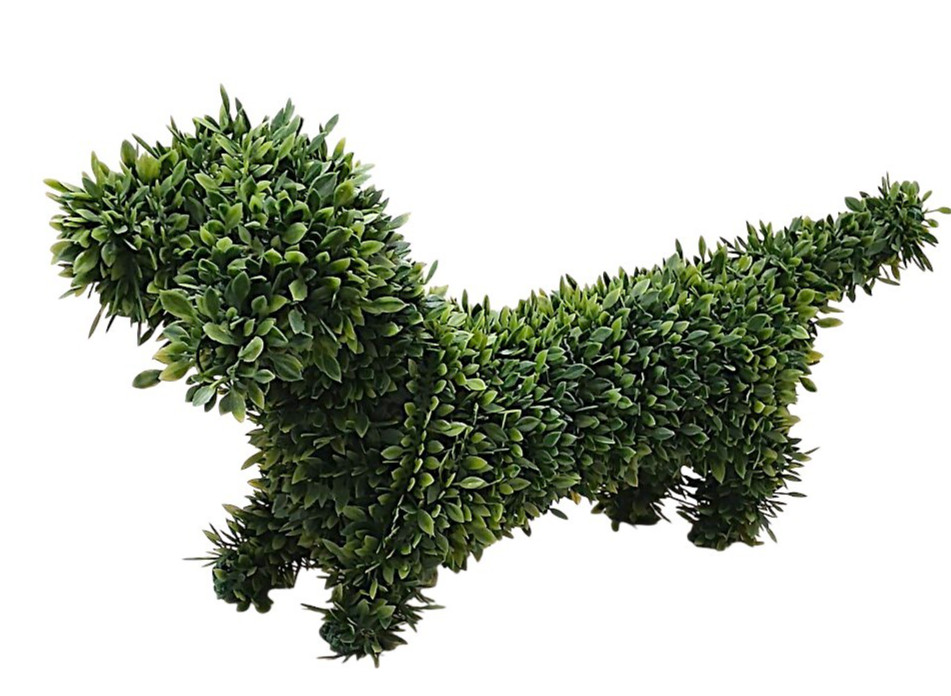 GrandinRoad 18″L Topiary Dog DACHSHUND Faux Realistic Boxwood Decor In Outdoor