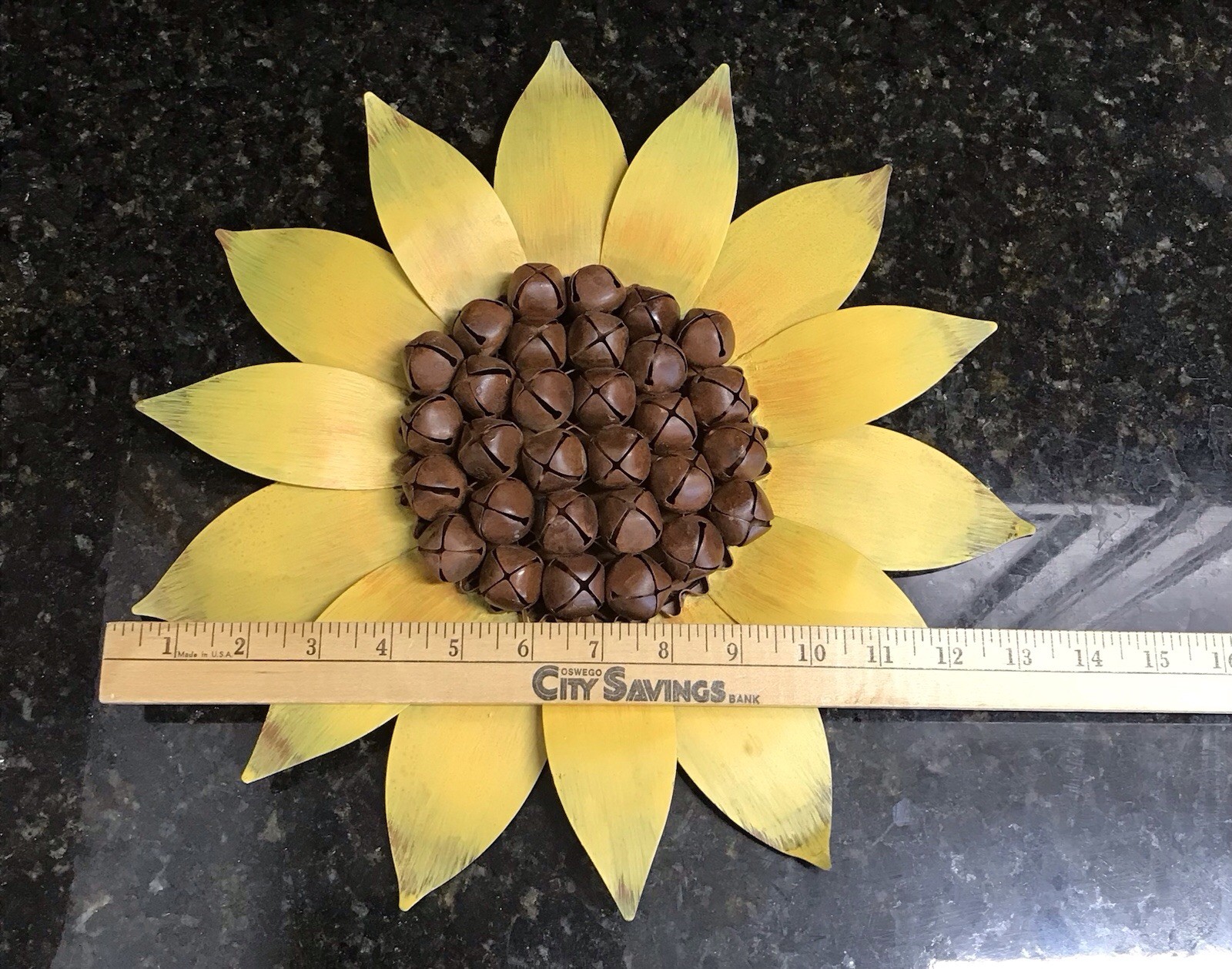 Sunflower Metal Garden Decor Outdoor Indoor Wall Art Bell Center 13.5″ Rare