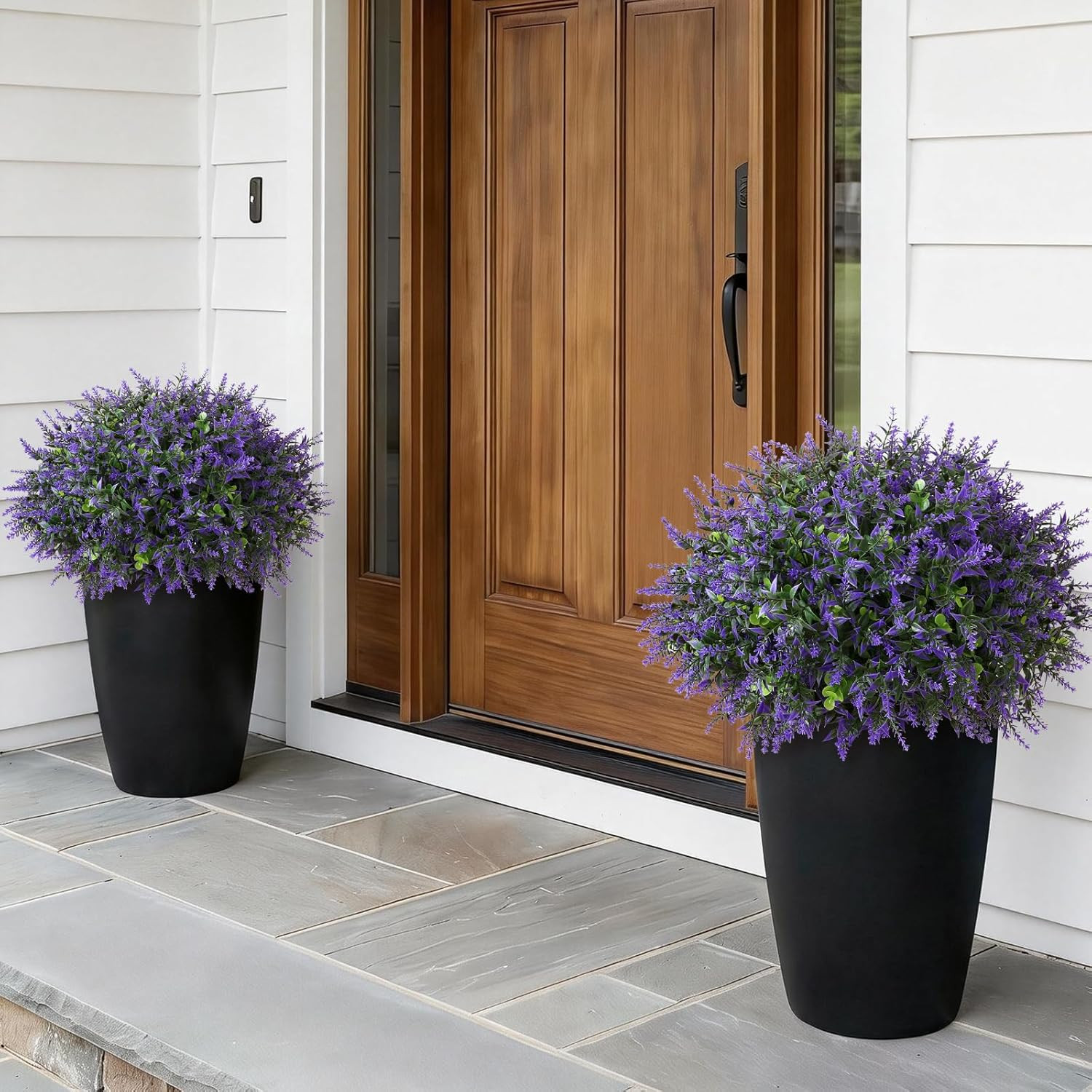 Set of 2 UV-Protected Eucalyptus & Lavender Topiary Trees for Home Decor